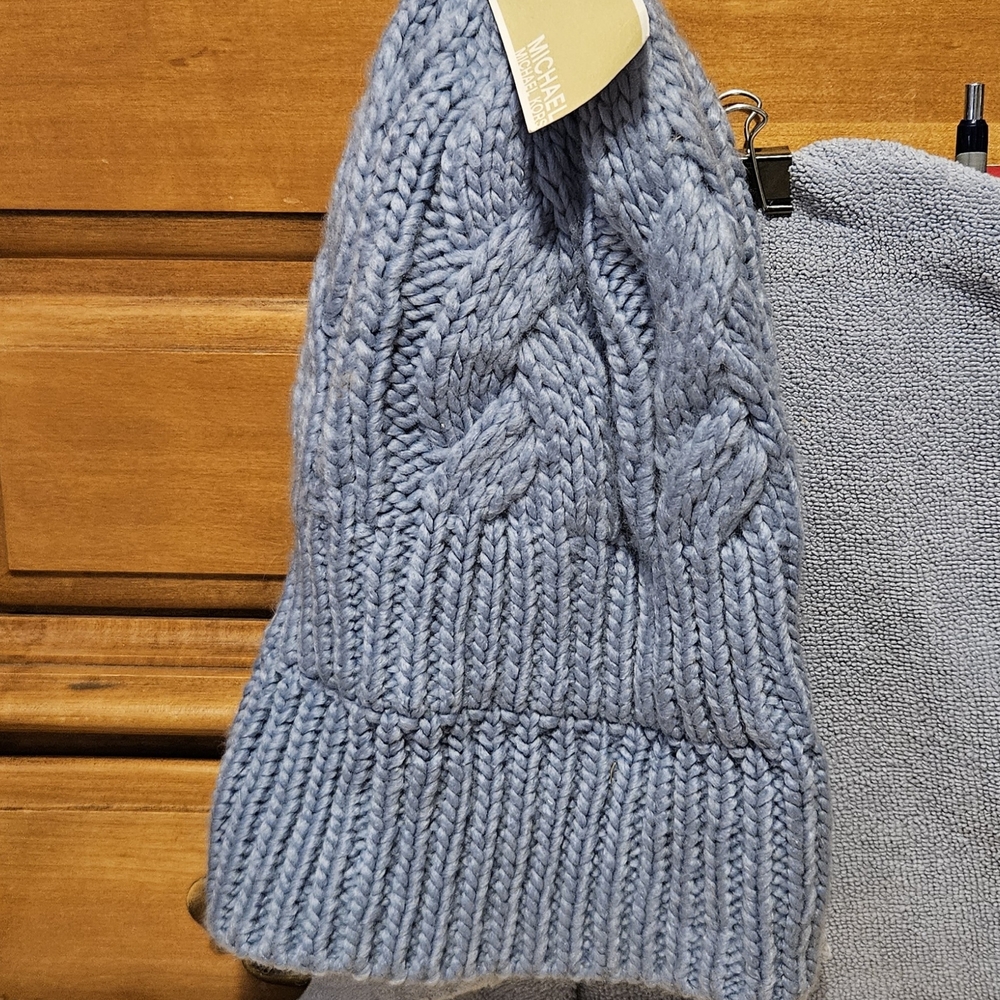 Michael Kors Dusty Blue Color Knit Beanie